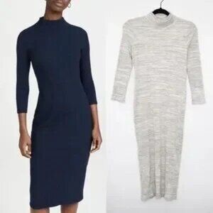 Hatch Skylar Rib Knit Dress Gray Marl Midi (Maternity Size 2)